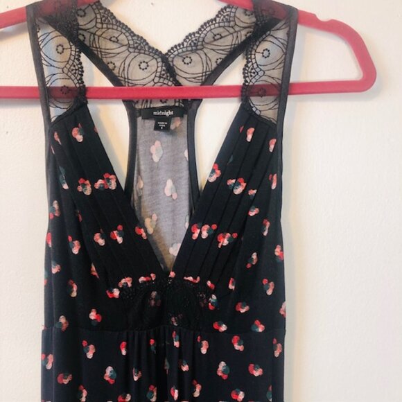 Elegant Midnight Black Floral Maxi Dress – Size Small - Picture 2 of 8